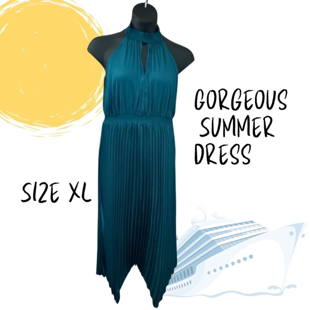 Teal Blue Cruise Dress, Formal Summer Dress, Size XL